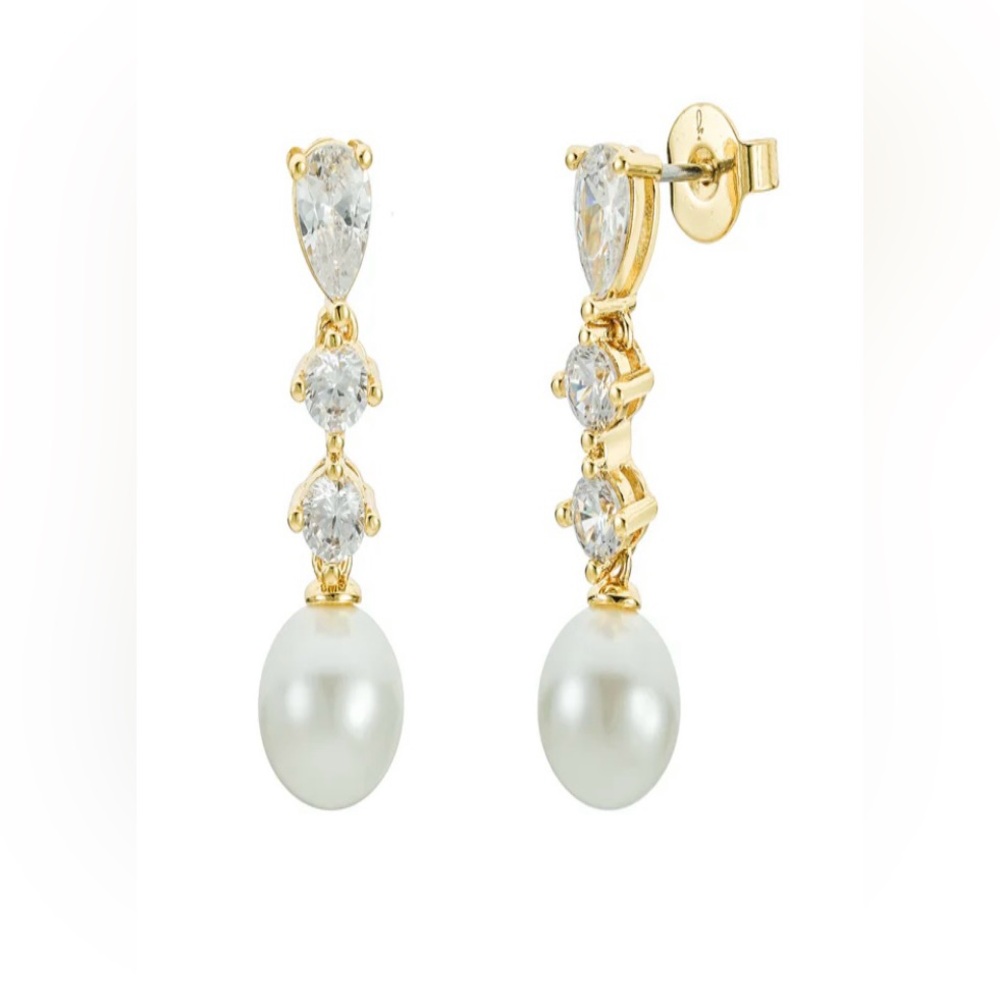 UNTAMED PETALS SERENADE PEARL & CRYSTAL EARRINGS, NWT